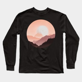 Landscape moon and mountain Long Sleeve T-Shirt